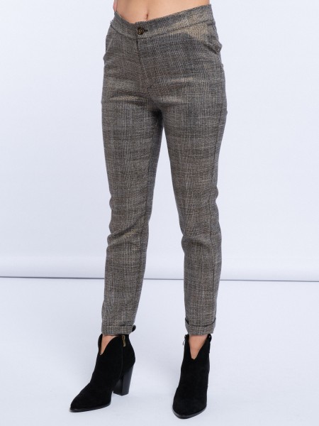 Classic checks trousers with lurex