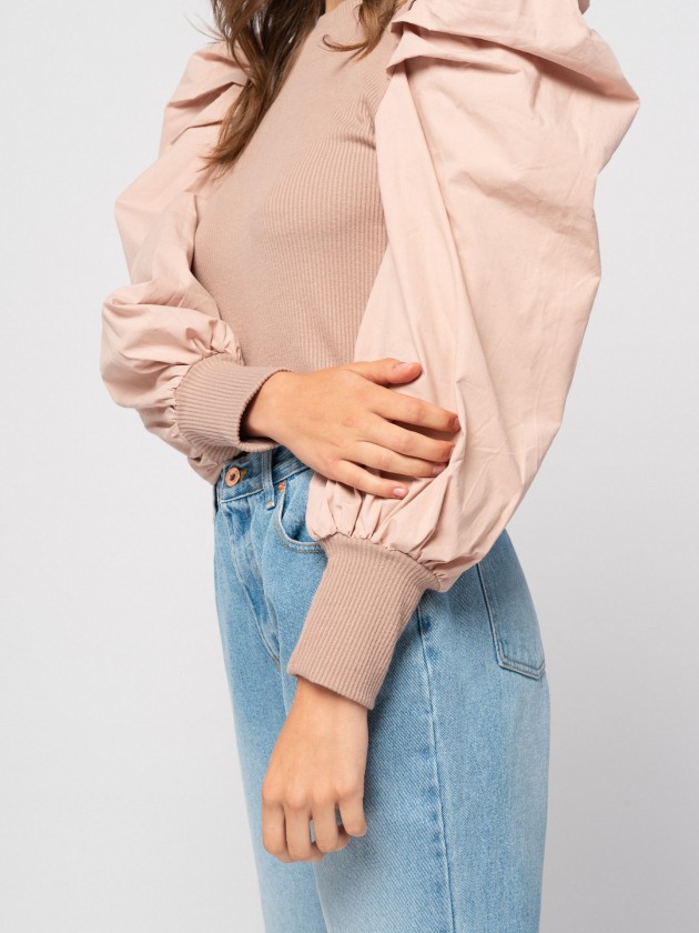 Sweater with popeline ballon sleeves