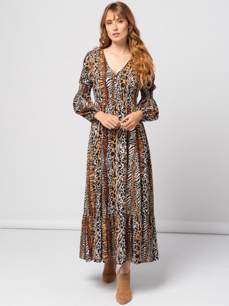 Vestido comprido animal print