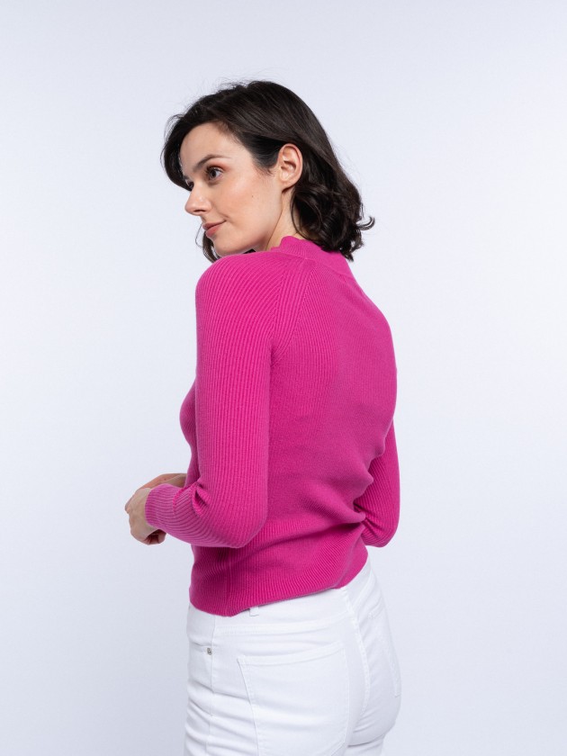 High neck sweater with buttons