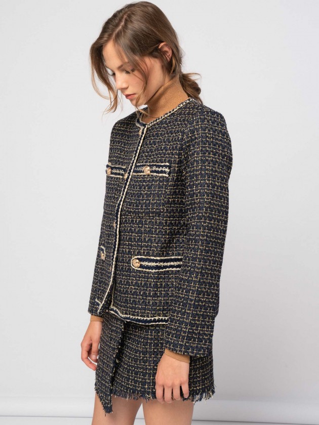 Tweed coat with golden buttons