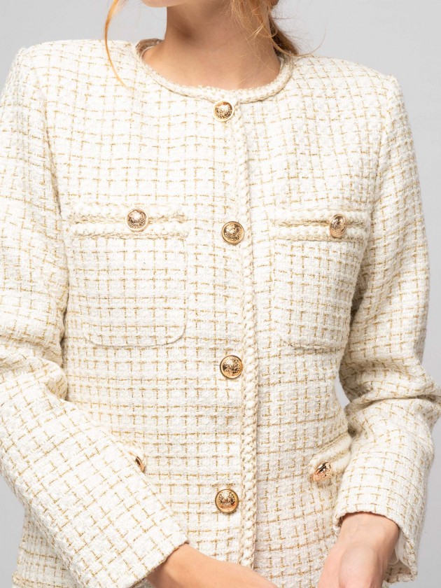 Tweed coat with golden buttons