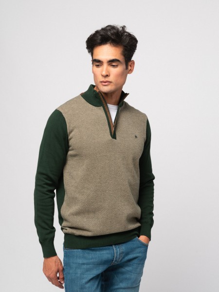 Knit polo with zipper