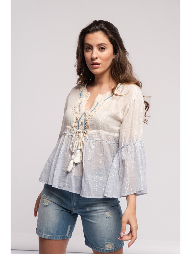 Boho blouse with applications