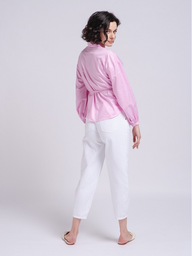 Blusa de trespasse com riscas