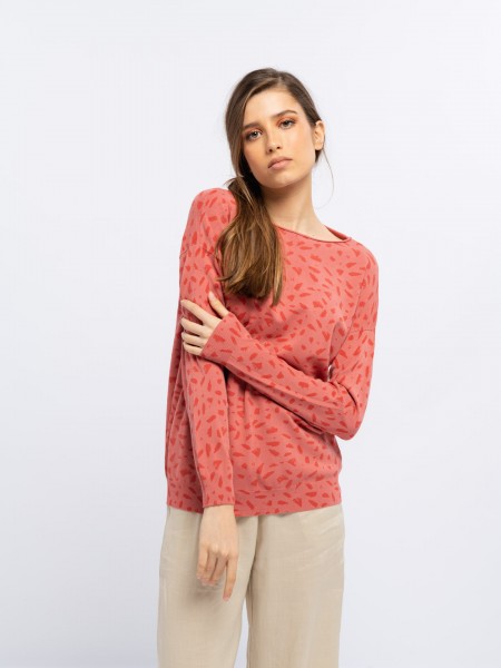 Knit sweater with animal print