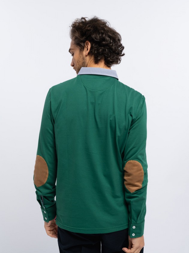 Polo jersey com cotoveleiras