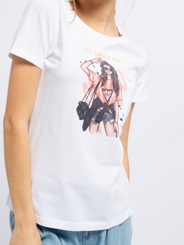 T-shirt com estampado de rapariga