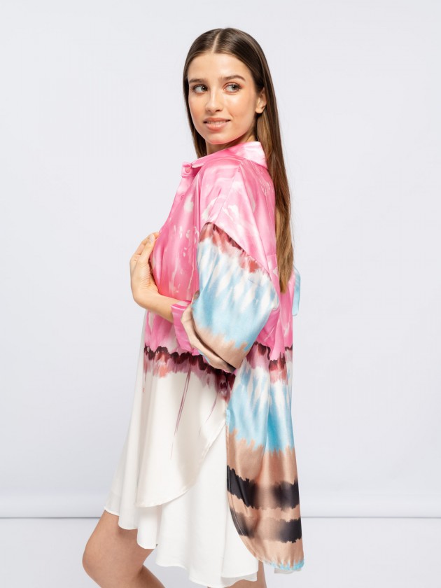 Tnica em cetim tie dye