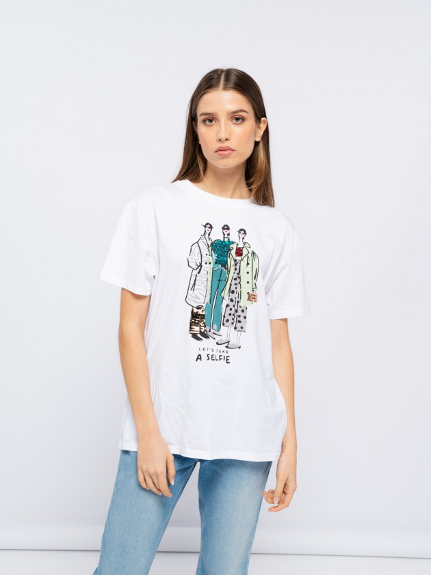 Printed t-shirt with sequins