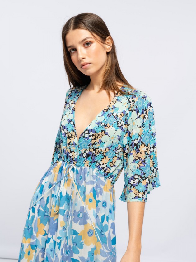 Printed double-breasted dress