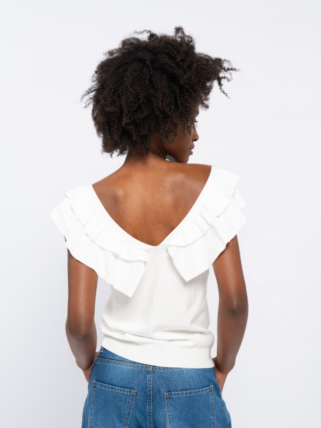 Knit top with ruffles