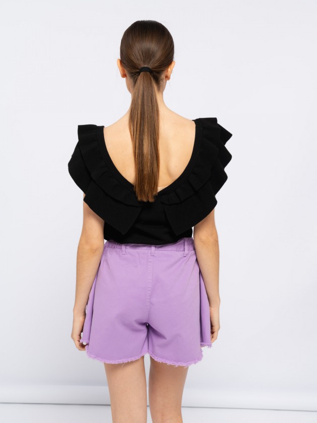 Knit top with ruffles