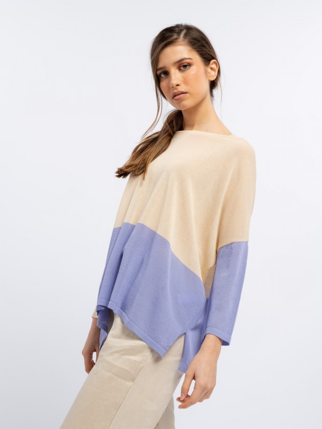 Camisola de malha bicolor