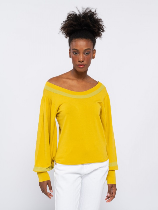 Camisola de malha com manga balo