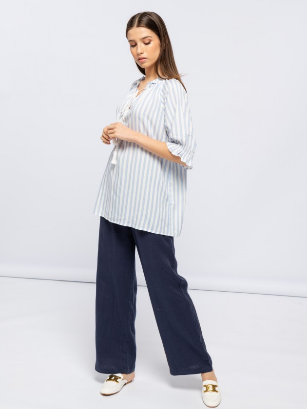Striped tunic with 3/4 sleeves