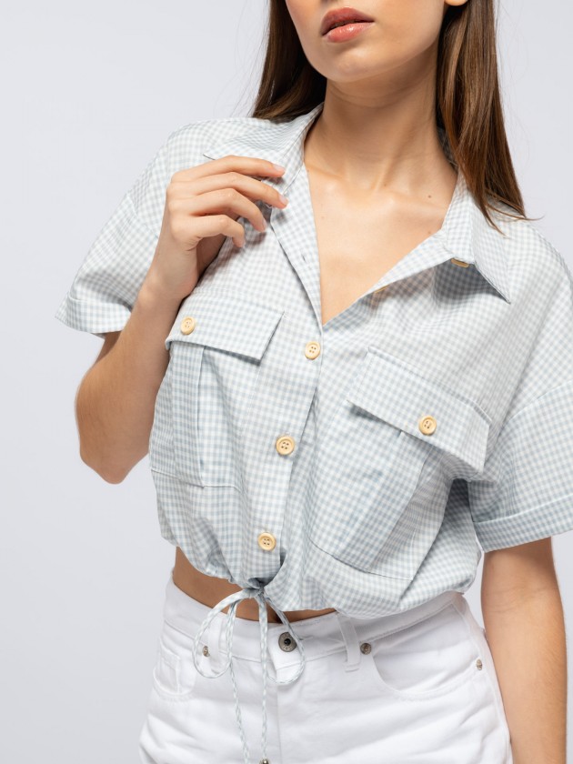Gingham tunic with patch pockets