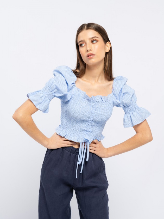 Gingham top with ruffles