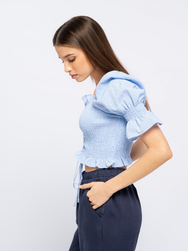Gingham top with ruffles