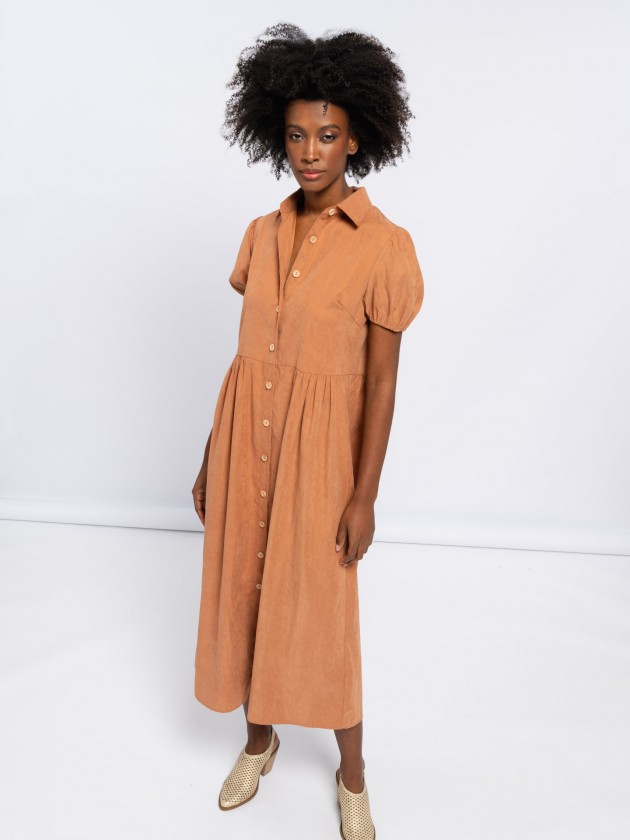 Vestido camiseiro manga balo