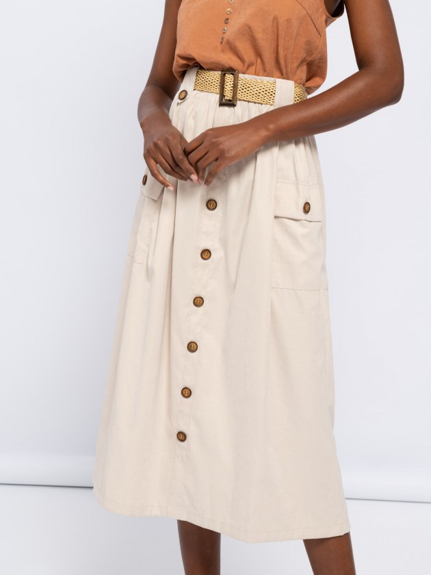 Skirt with patch pockets
