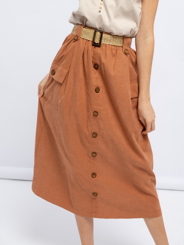 Skirt with patch pockets
