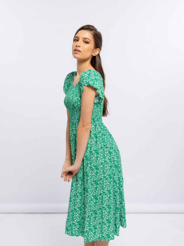 Off the shoulder green dress