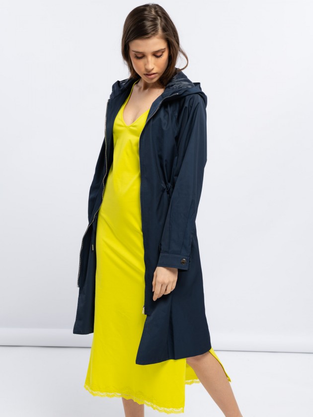 Long trench coat with hood