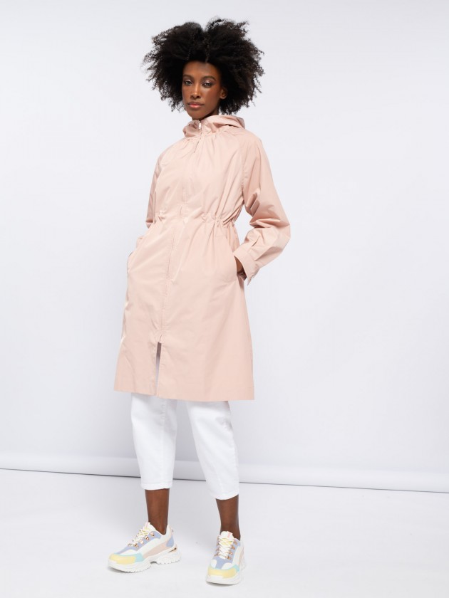 Long trench coat with hood