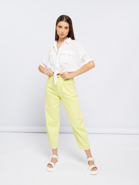 Cropped blouse with patch pockets