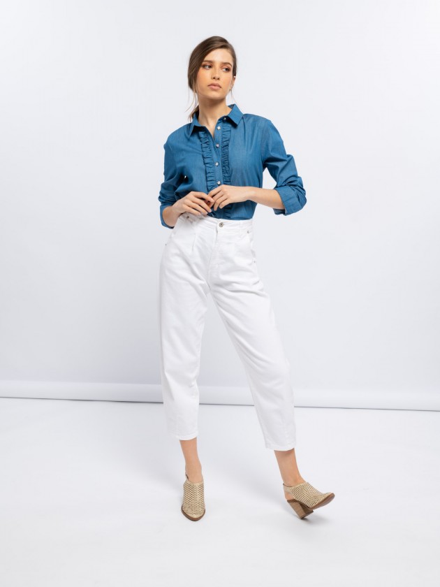 Blusa com folhos em tencel