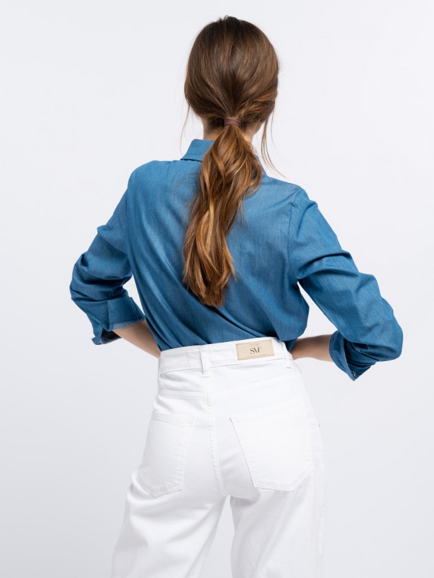 Tencel blouse with ruffles