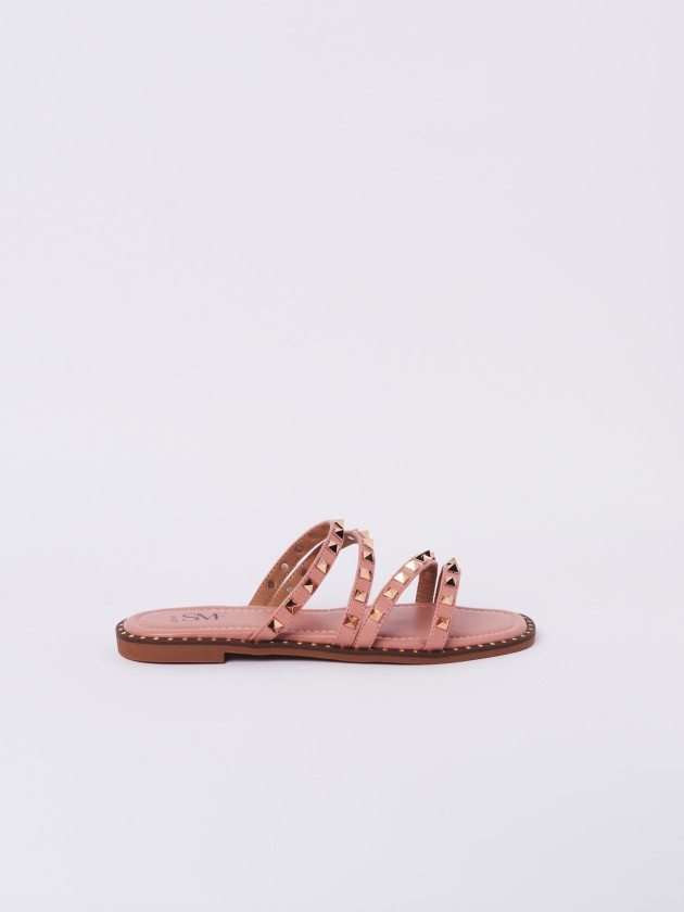 Flat studded sandals