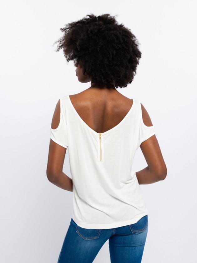 T-shirt with back zip