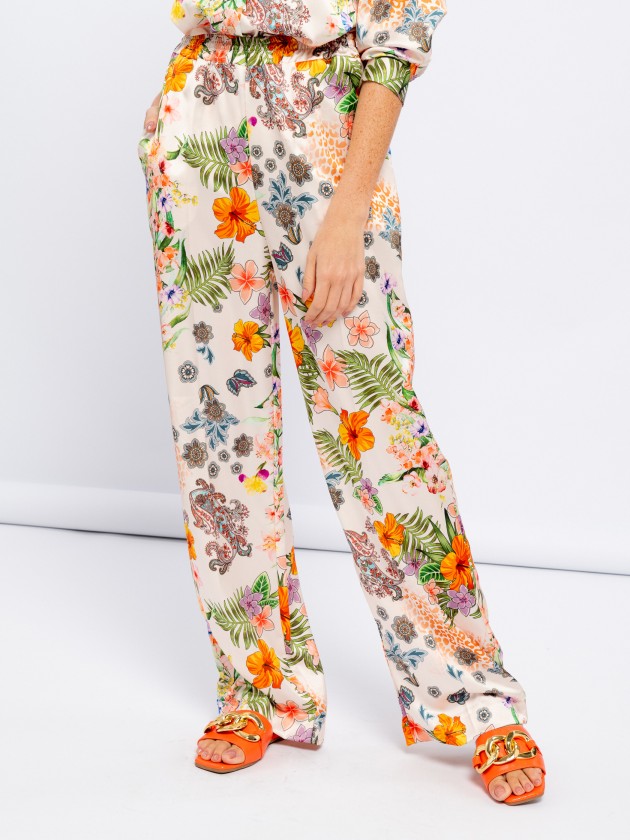 Printed wide leg trousers