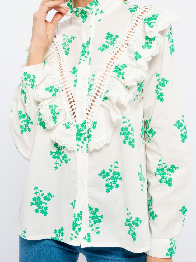 Blusa estampada com folhos