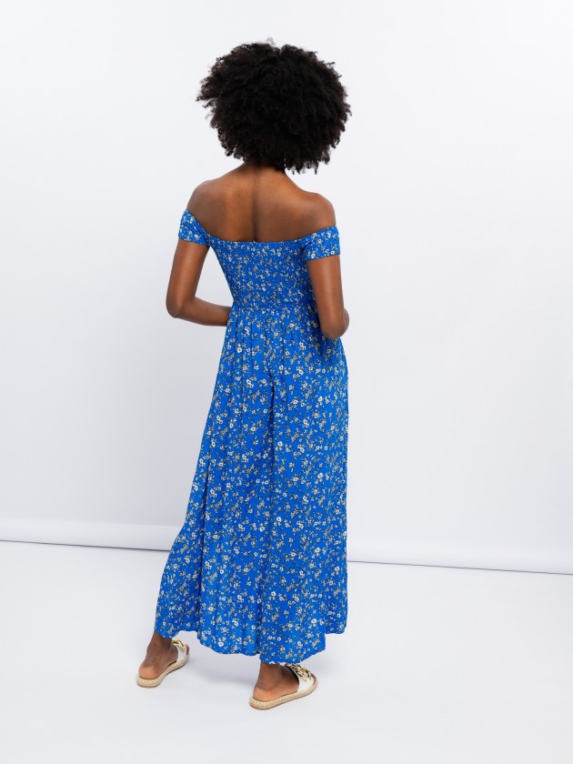 Vestido off the shoulder estampado floral