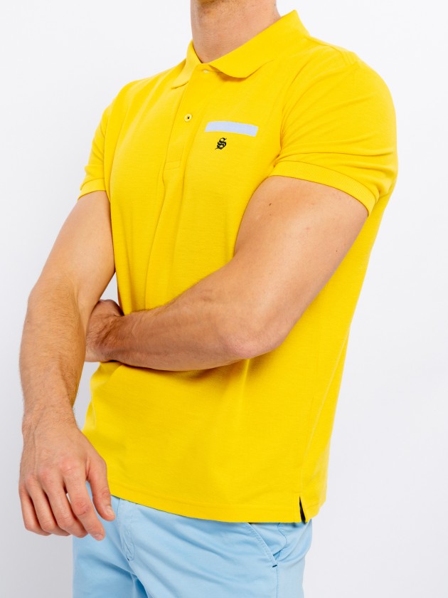 Piqué polo shirt with fake pocket