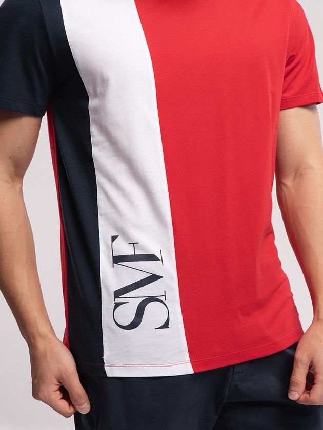 T-shirt tricolor com logo smf