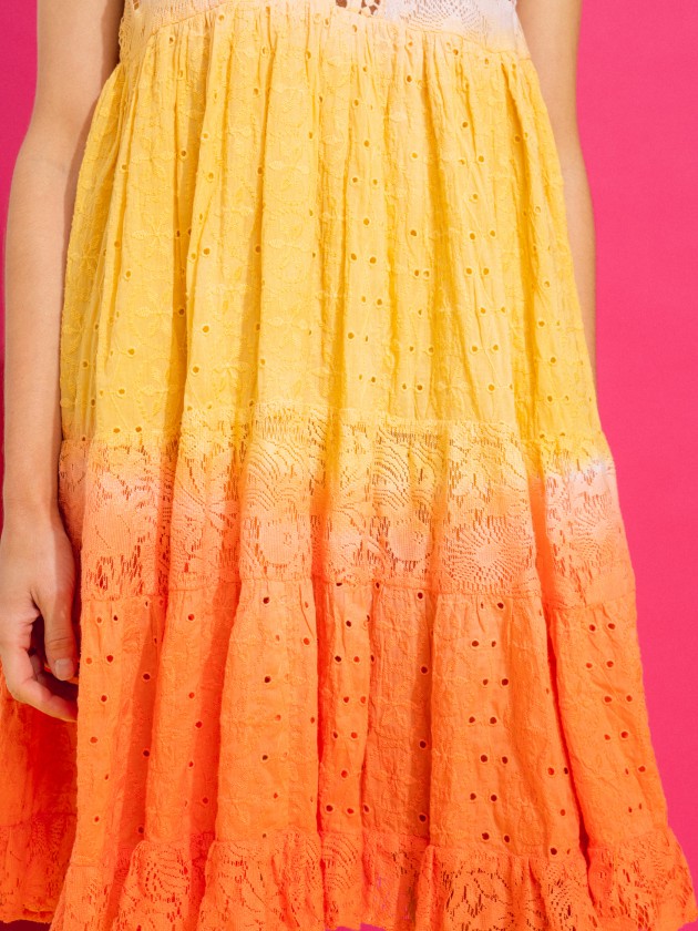 Embroidered dress with gradient effect