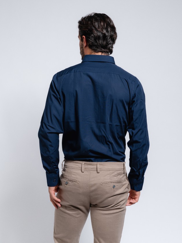 Classic shirt in plain poplin fabric