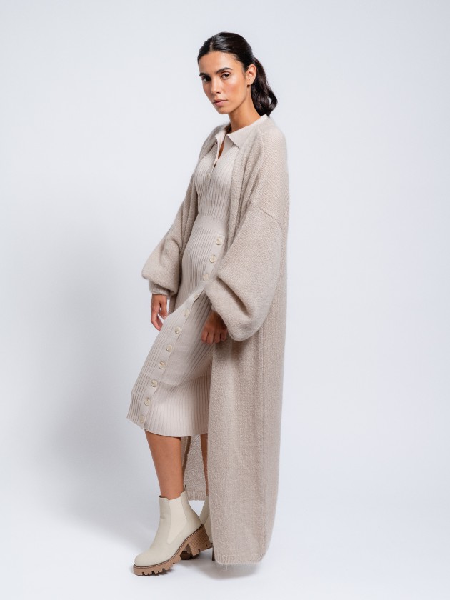 Long coat in mohair knit