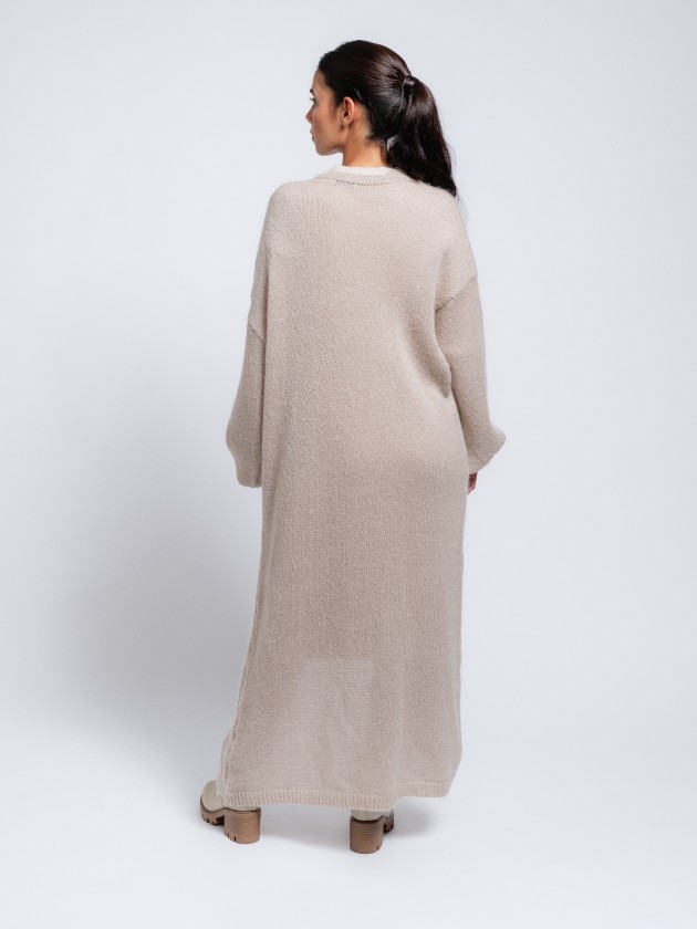 Long coat in mohair knit