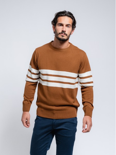 Sweater with embossed stripes