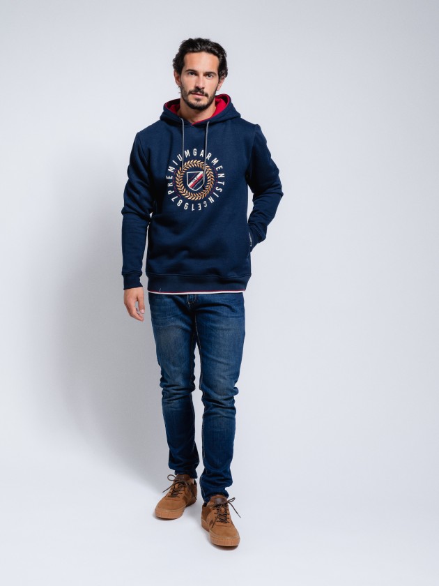 Sweater with print and circular embroidery