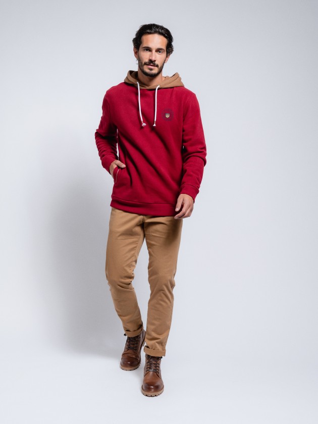 Sweater bicolor em malha canelada