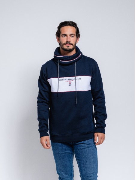 Sweater with embroidery in brushed fleece