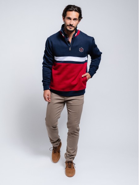 Polo with tricolor collar