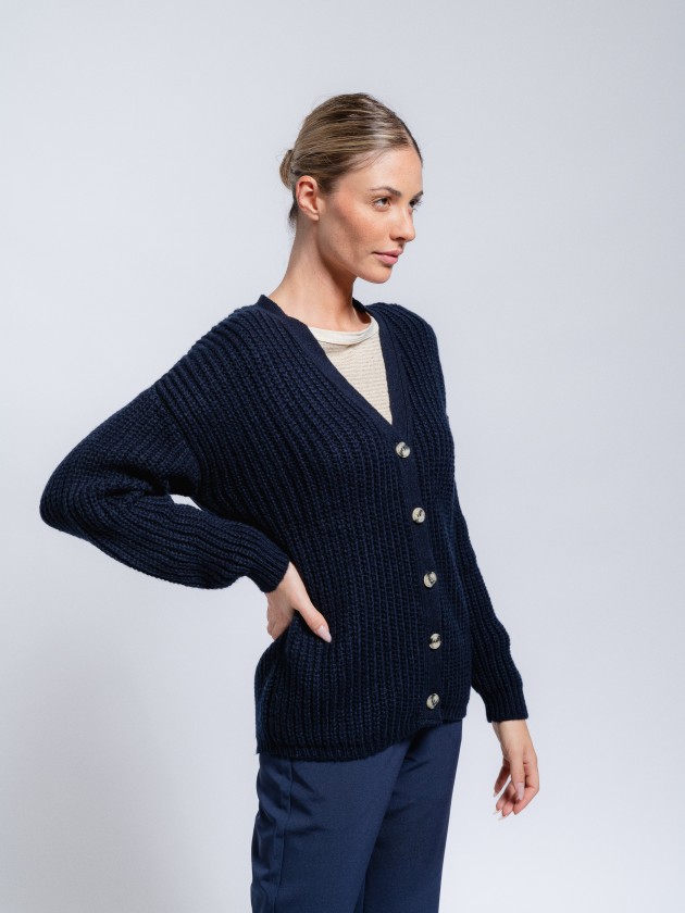 Cardigan with turtle buttons
