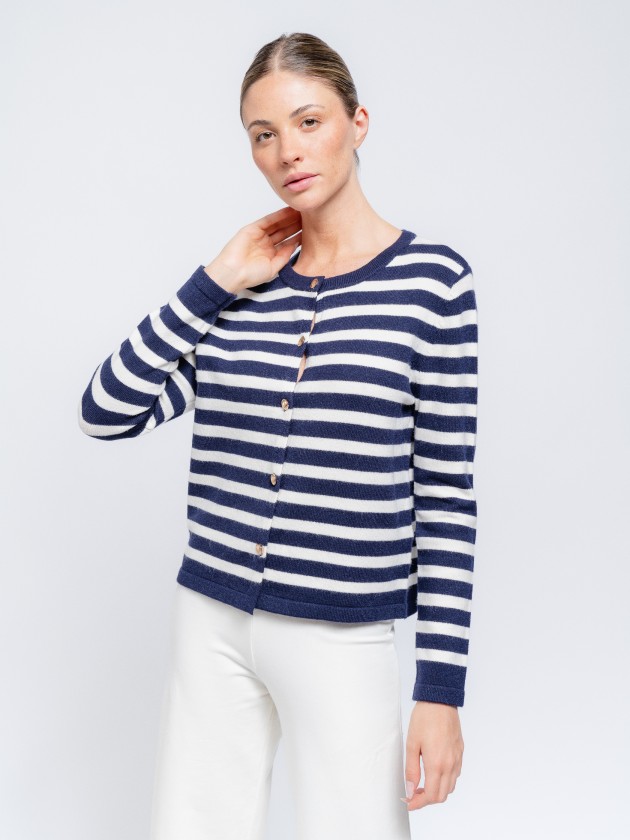 Striped cardigan  with golden buttons